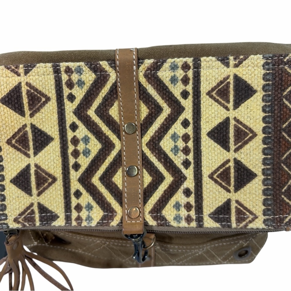 Myra Bag Womens Talia Range Canvas Leather Tribal Crossbody Shoulder Purse - Picture 2 of 14